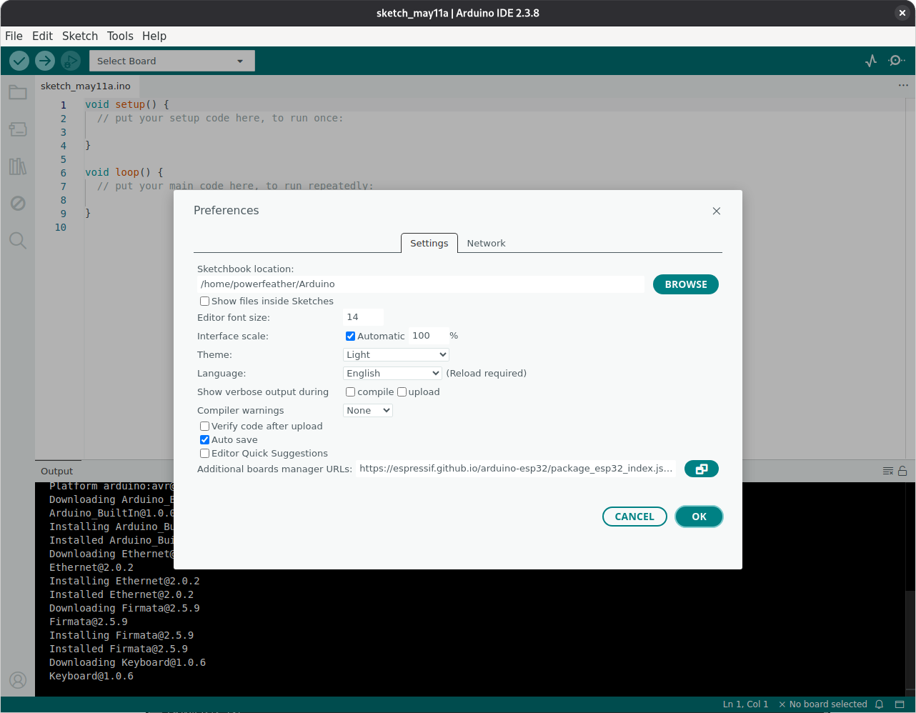 Arduino IDE Boards Manager URL setup for ESP32 board support